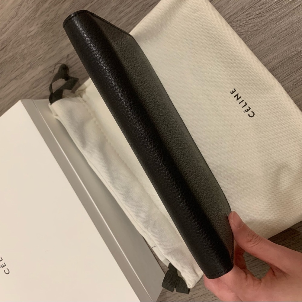 Celine | Large Zipped Multifunction Wallet In Calfskin | Black and Citron - Picture 6 of 16